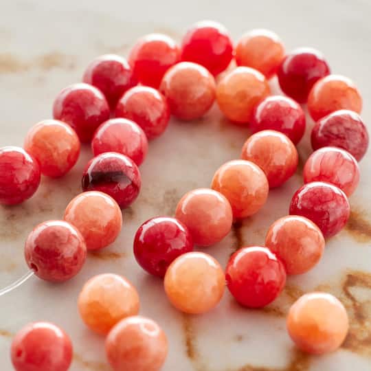 12 Pack: Ruby Mix Jade Round Beads, 8mm by Bead Landing™